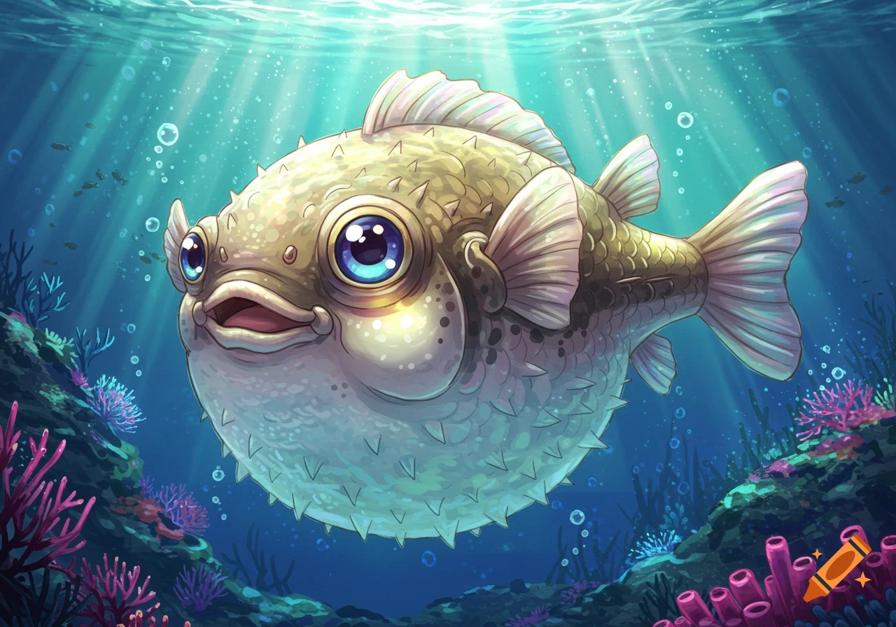 Funny Fat Fish With Large Eyes created on Craiyon, image size:1280x896