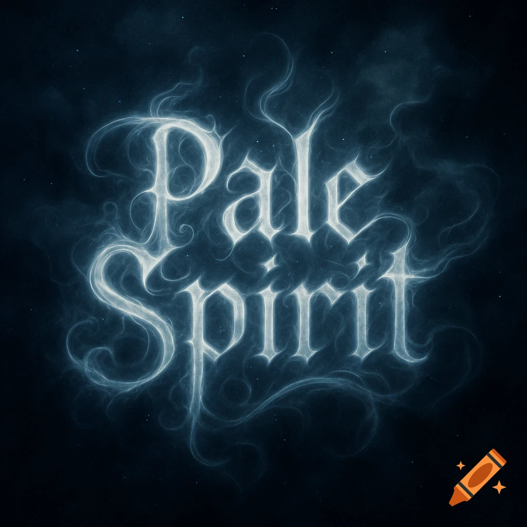 The words 'Pale Spirit' in a light blue, wispy, ethereal font against a dark background with subtle stars.