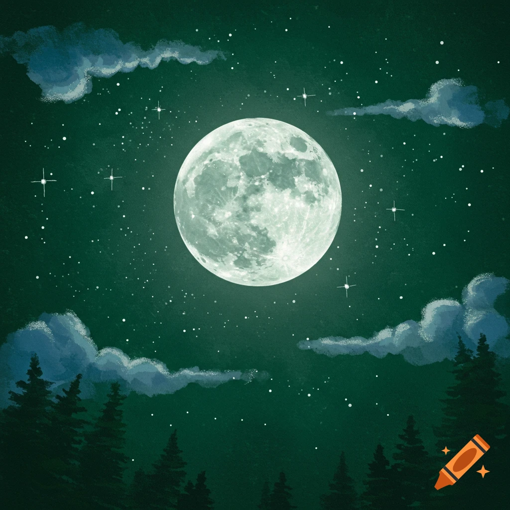 Moon Shining in the Dark Night created on Craiyon, image size:1024x1024