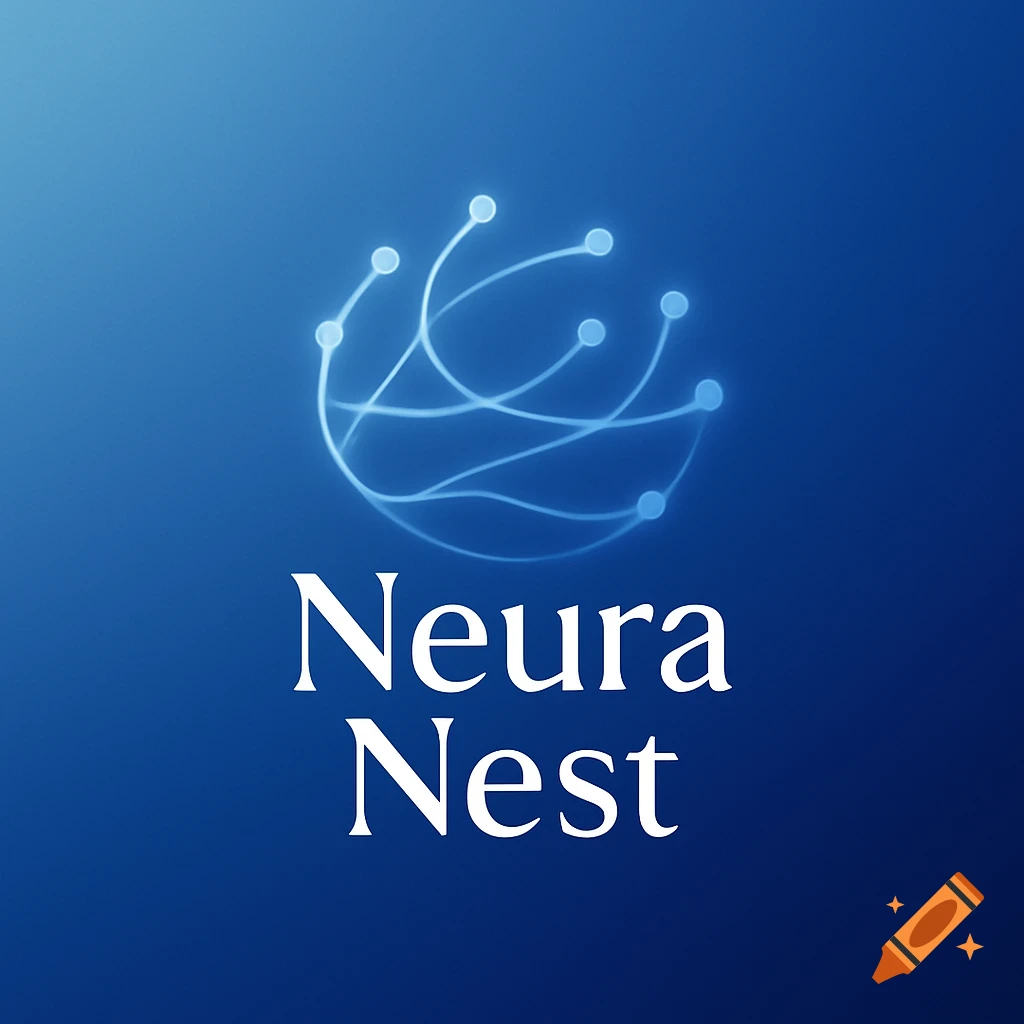 Light blue and blue company logo with an abstract neural network graphic and the text 'Neura Nest'.