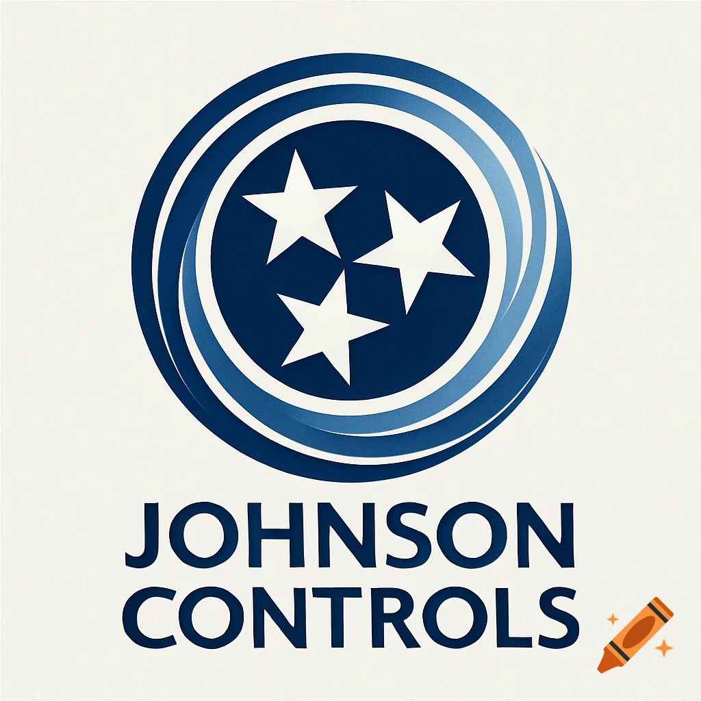 Johnson Controls logo with a blue circular design featuring three white stars, resembling the Tennessee flag.