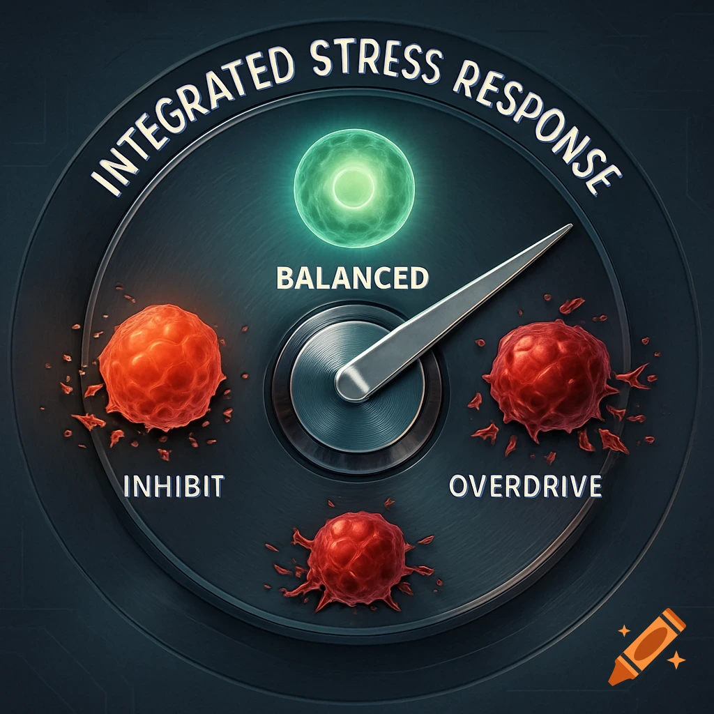 A scientific dial illustrating integrated stress response, with states ...