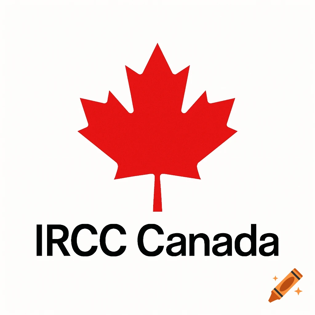 Red maple leaf logo above 'IRCC Canada' text on a white background.