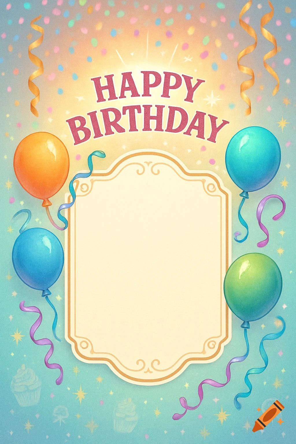 Birthday Party Card Design created on Craiyon, image size:1024x1536