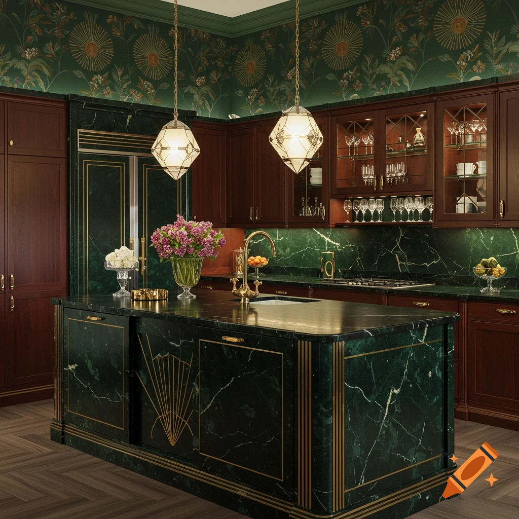 Art Deco Kitchen created on Craiyon, image size:1024x1024