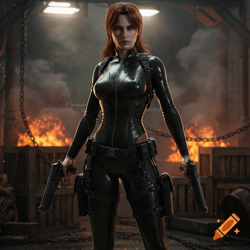 A red-haired pugilist in light armor and a rust-colored trench coat ...