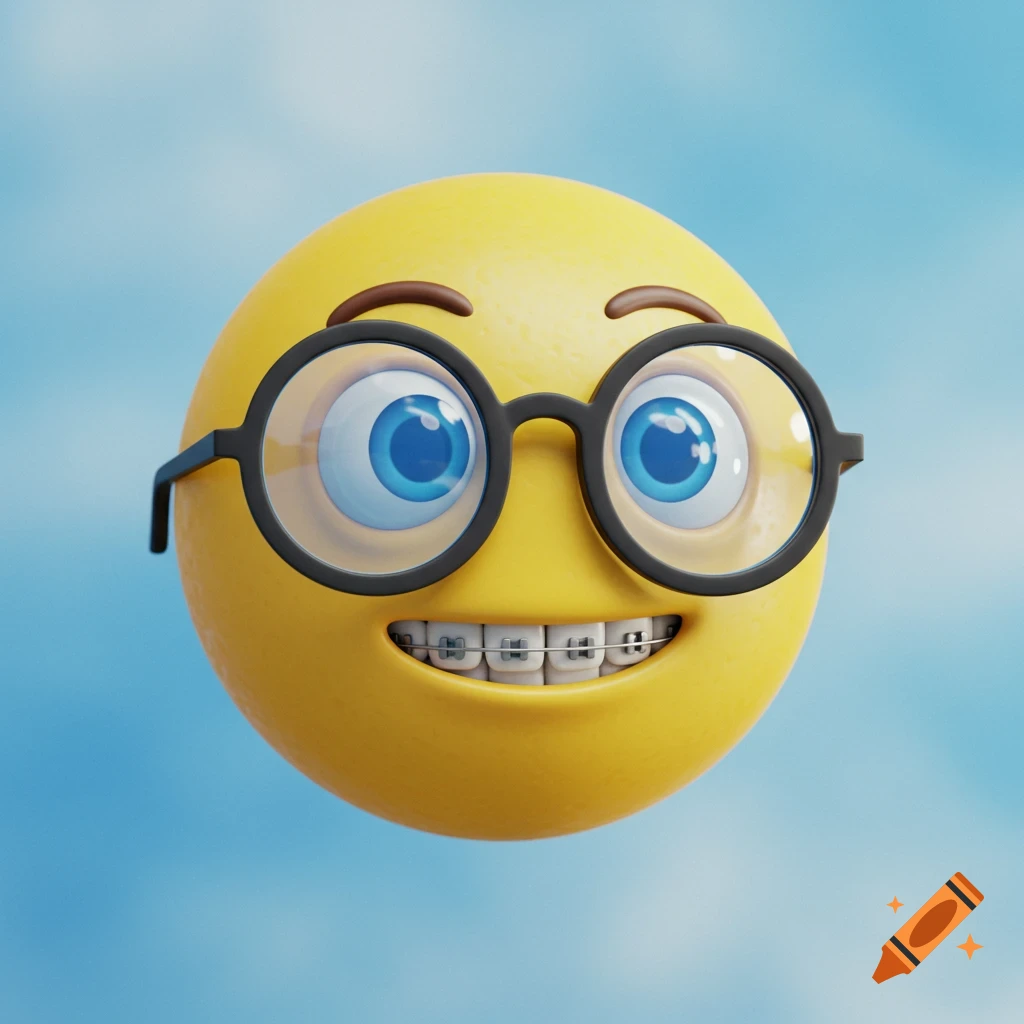 A yellow emoji with red punk hair, dollar signs for eyes, spikes, and a  tongue sticking out, on a blue background. on Craiyon, image size:1024x1024