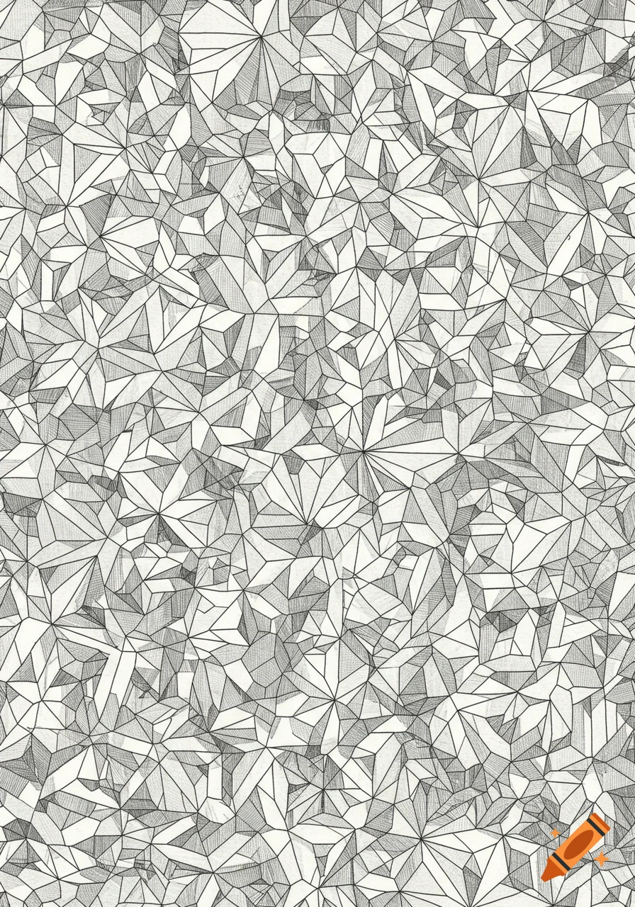 Black and white abstract geometric line art pattern resembling Penrose tiling with shaded polygons.