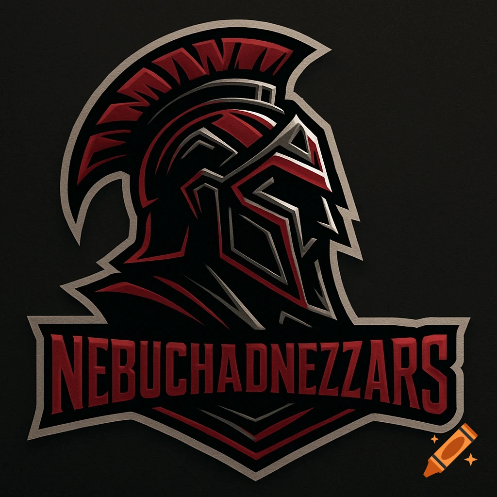 A stylized black and red football helmet logo with a metallic outline and the word "NEBUCHADNEZZARS" curved below.