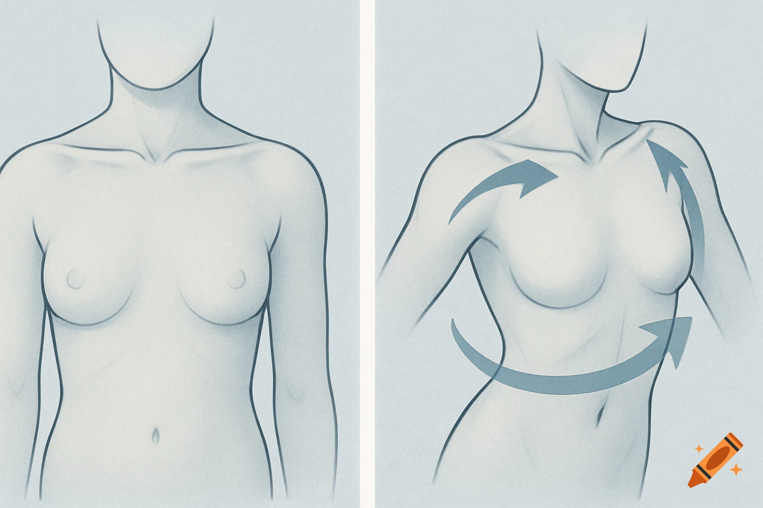 Line art diagrams of a human upper torso illustrating normal and power rotation positions with arrows.