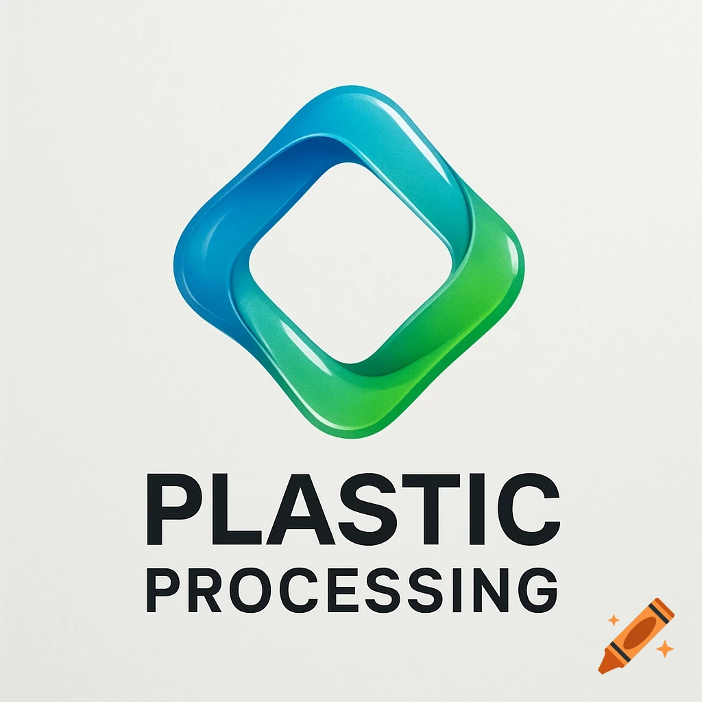A blue and green gradient abstract logo, with the words 'PLASTIC PROCESSING' below it.