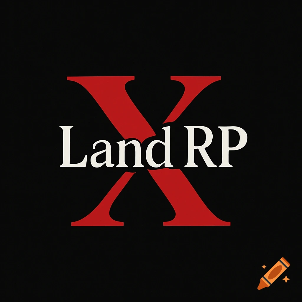 A logo featuring a large red 'X' with the white text 'LandRP' horizontally across its center, all on a black background.