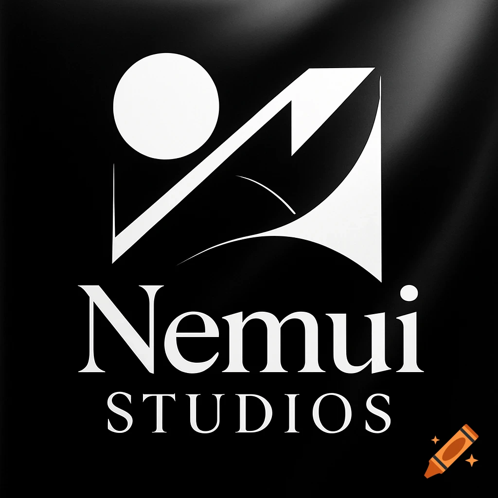 Black and white logo with abstract shapes and the text 'Nemui STUDIOS'.