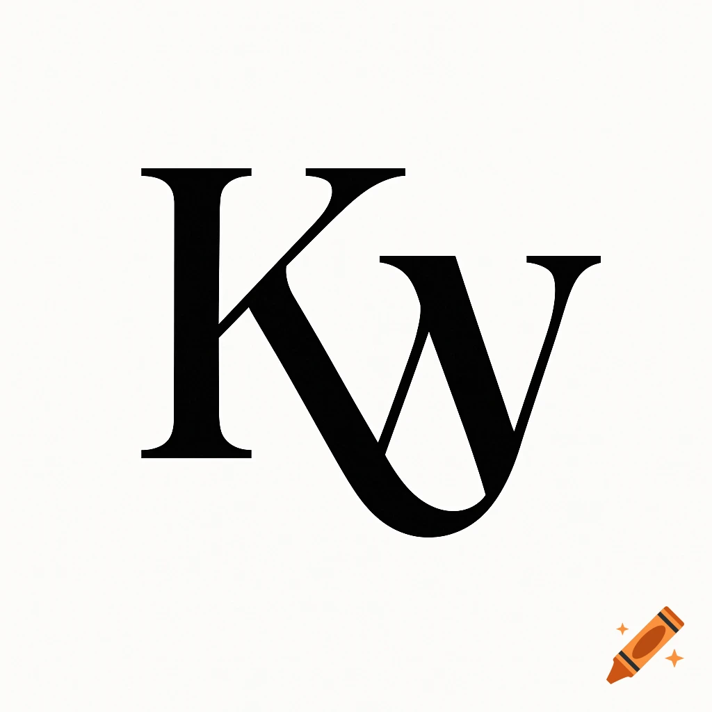 A black monogram blending the letters K and W on a white background.