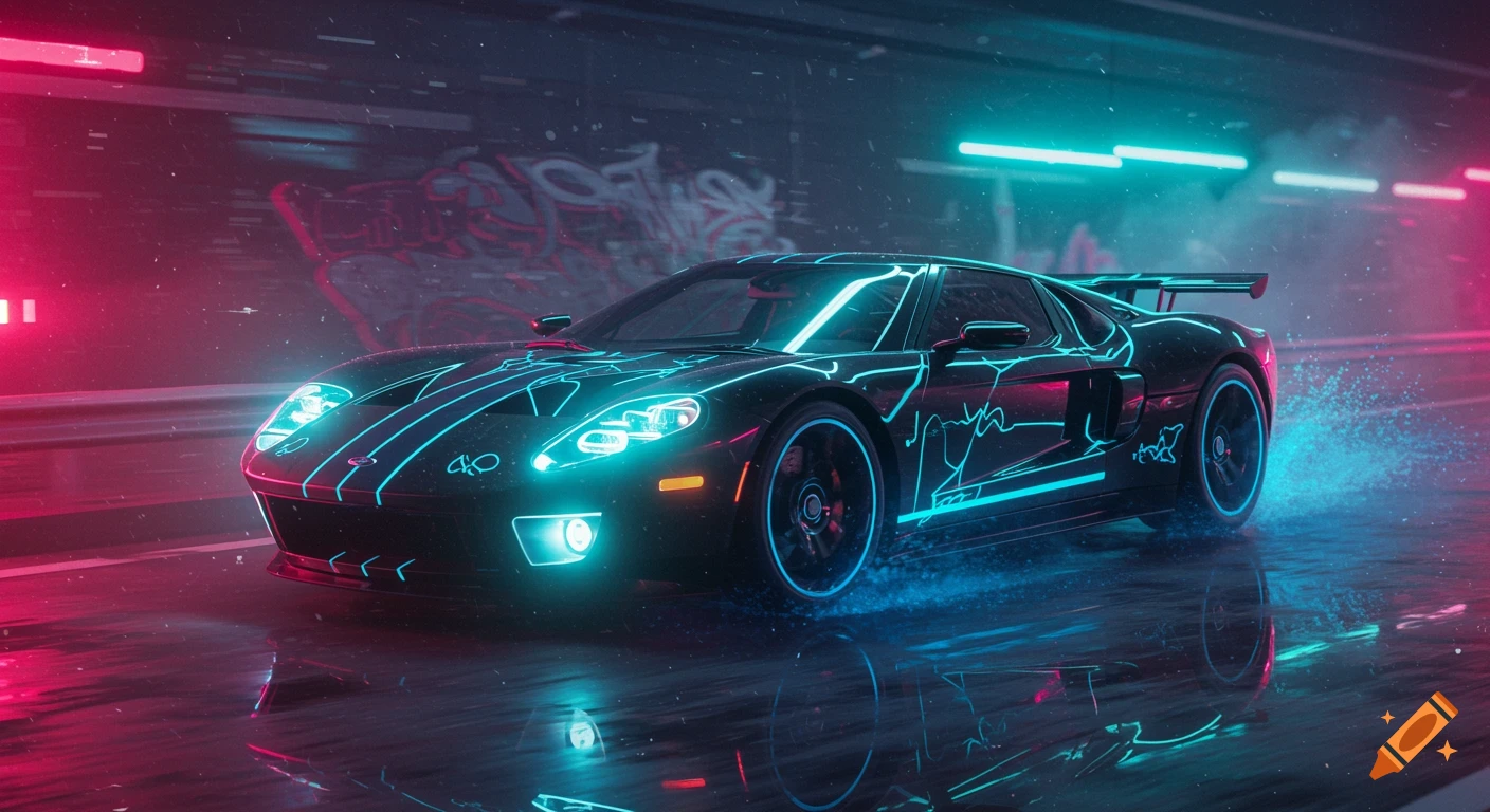 A vibrant red Porsche 944 Cabriolet convertible sits on a wet road at ...