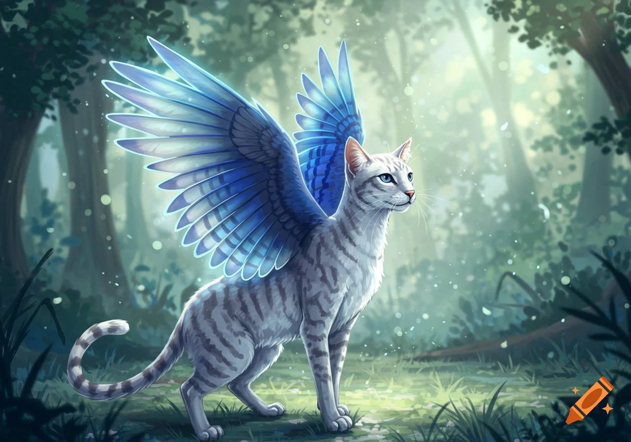 Blue Cat With Wings created on Craiyon, image size:1280x896