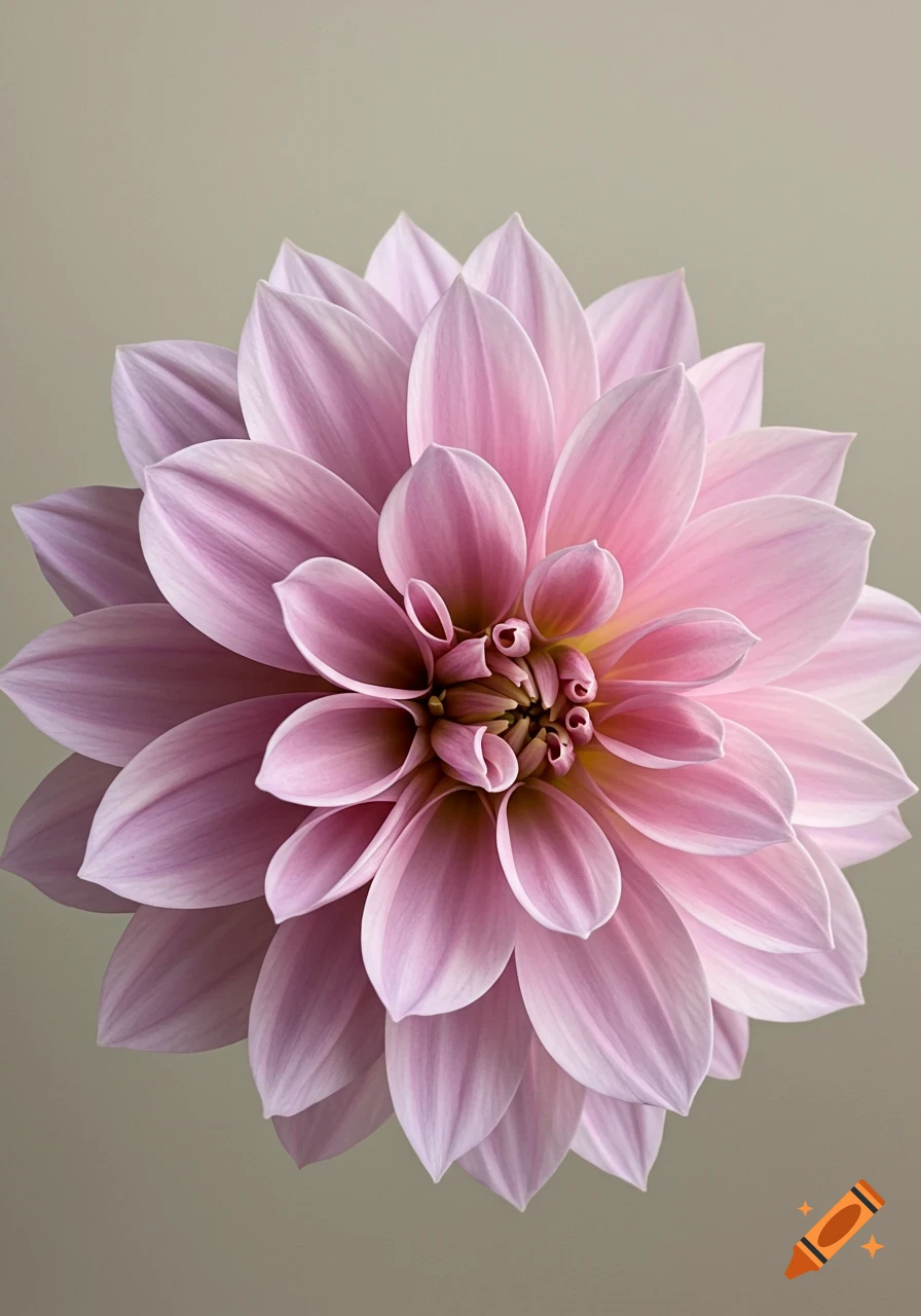 A close-up of a pink dahlia flower with mauve and pastel pink petals, yellow edges, and white highlights.