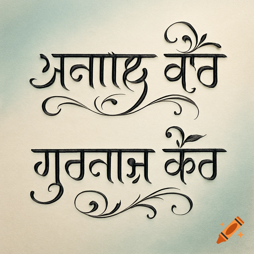 Two lines of decorative black Punjabi calligraphy on a light textured background with flourishes.