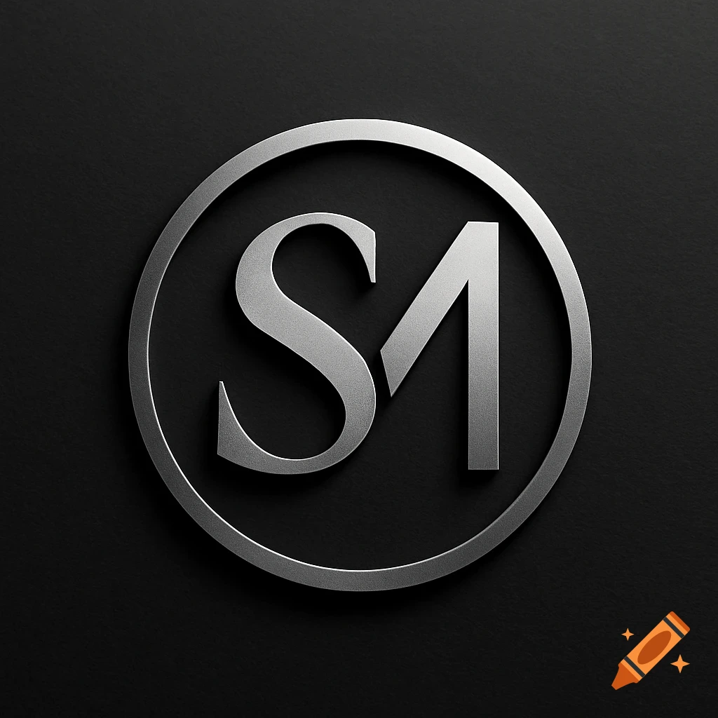 A sleek metallic logo with the letters S and M inside a circular border on a dark background.