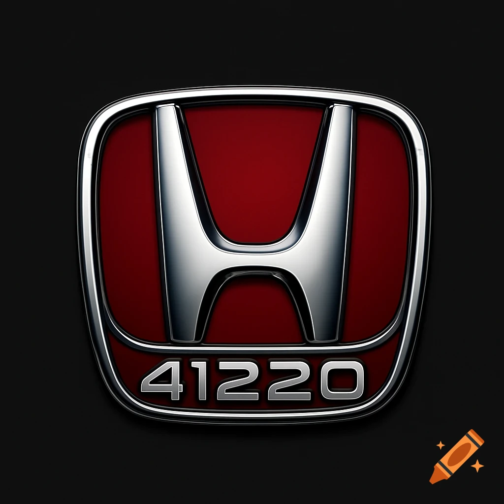 A close-up of a silver Honda logo with a red background, featuring the numbers 41220 in silver text at the bottom.