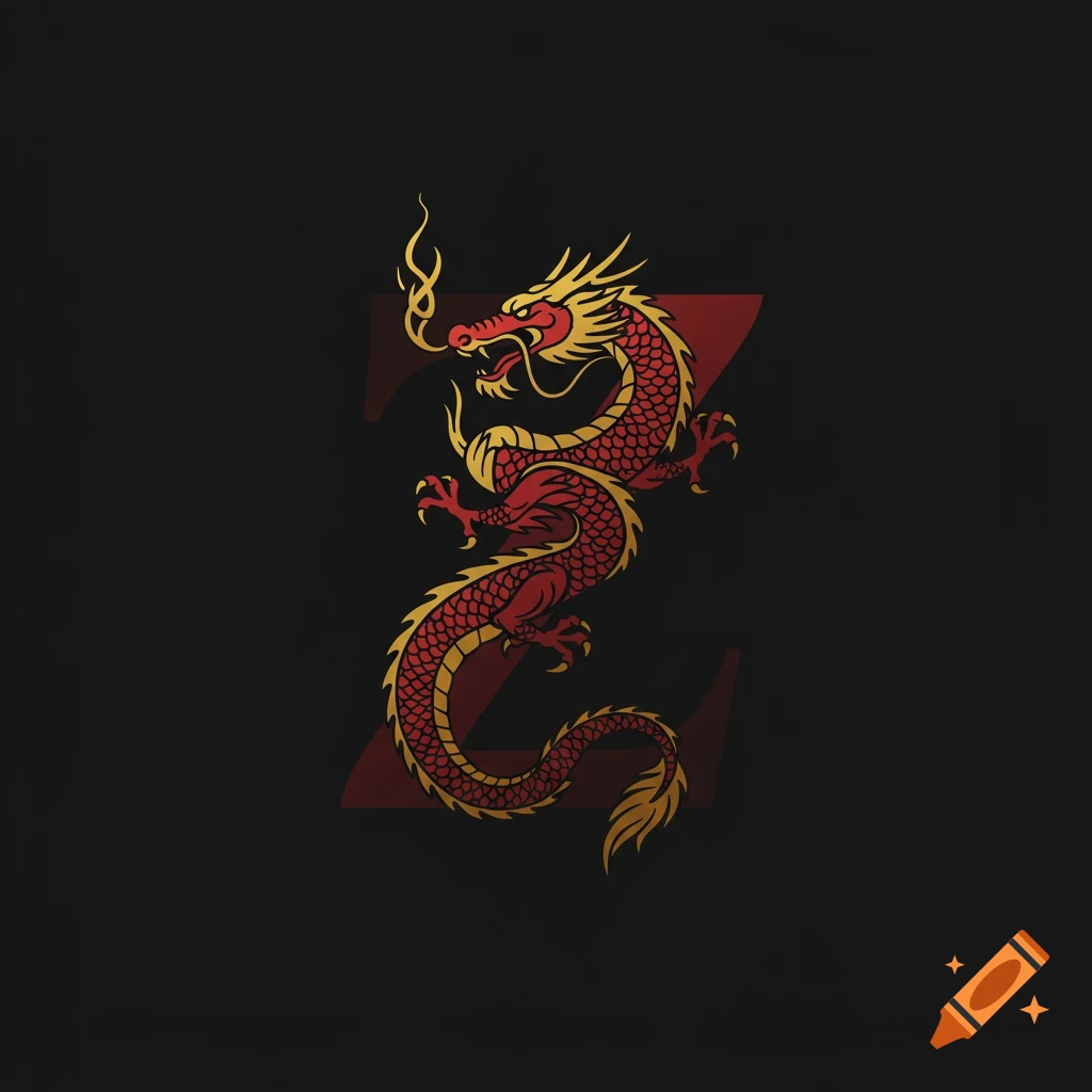 A red and gold oriental dragon forms a logo with a stylized red letter Z on a dark background.