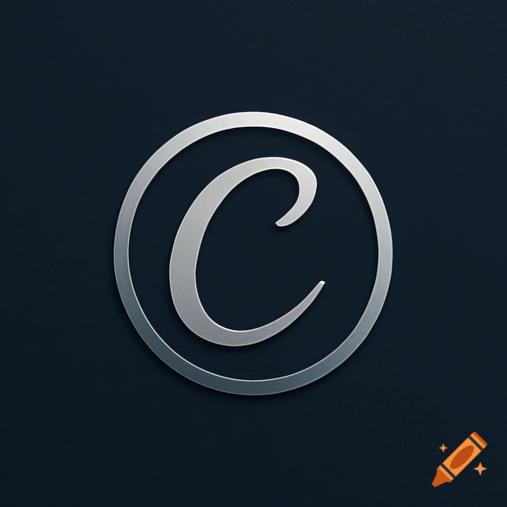 A silver metallic letter C inside a circular border on a dark background, resembling a logo.