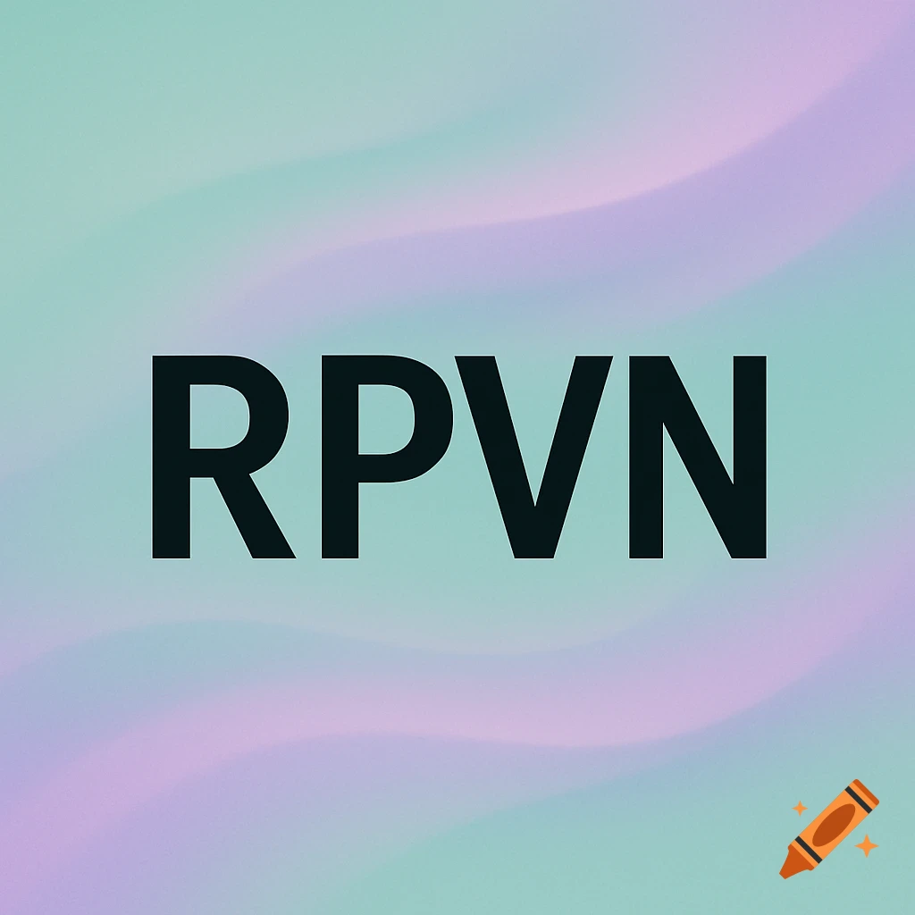 The word RPVN in black text centered on a mint and purple gradient background.