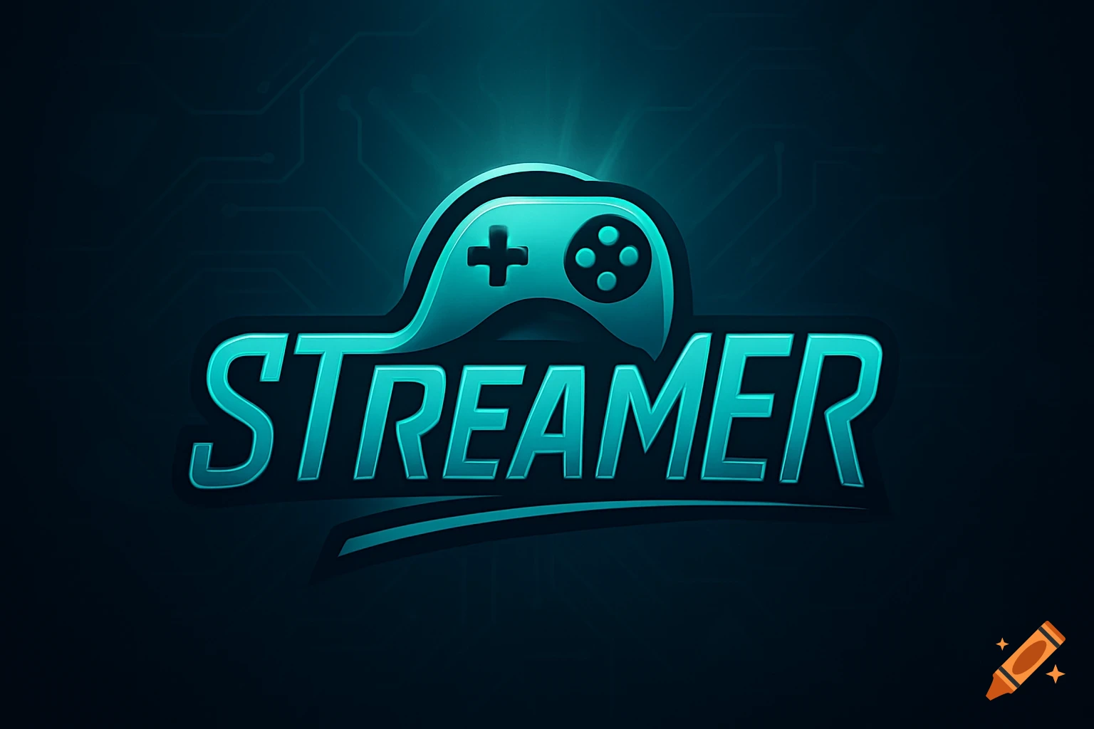 A stylized teal and black logo featuring a game controller icon above the word "STREAMER" in bold, glowing text, on a dark circuit board background.