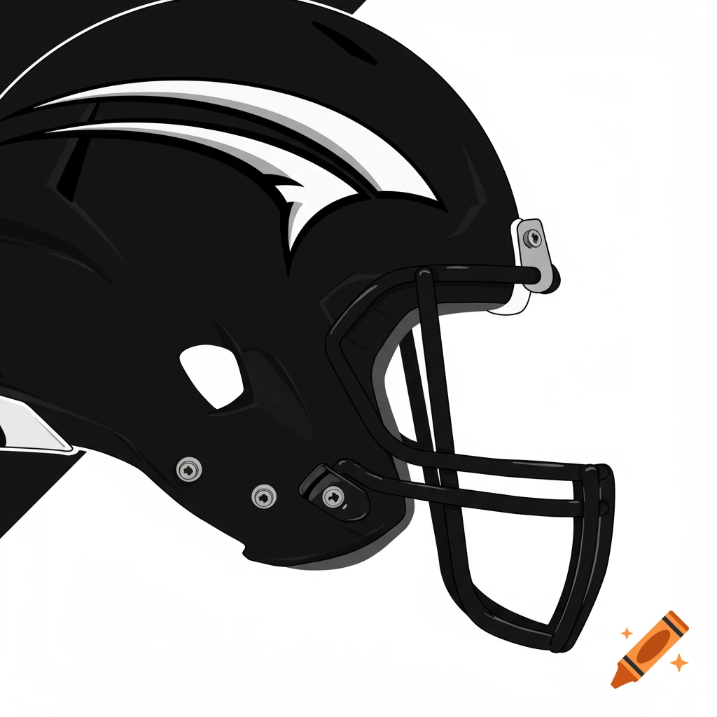 A black football helmet with a white and black stylized scissortail bird tail logo on the side.