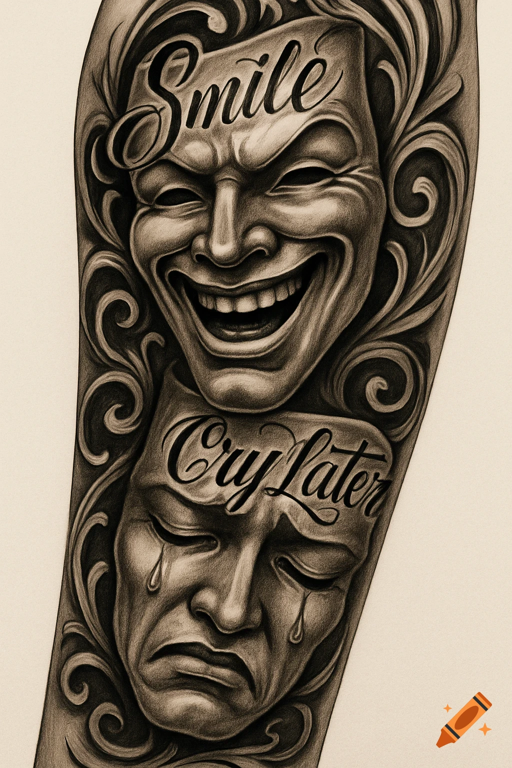 Smile Now Cry Later Clown Faces created on Craiyon, image size:1024x1536