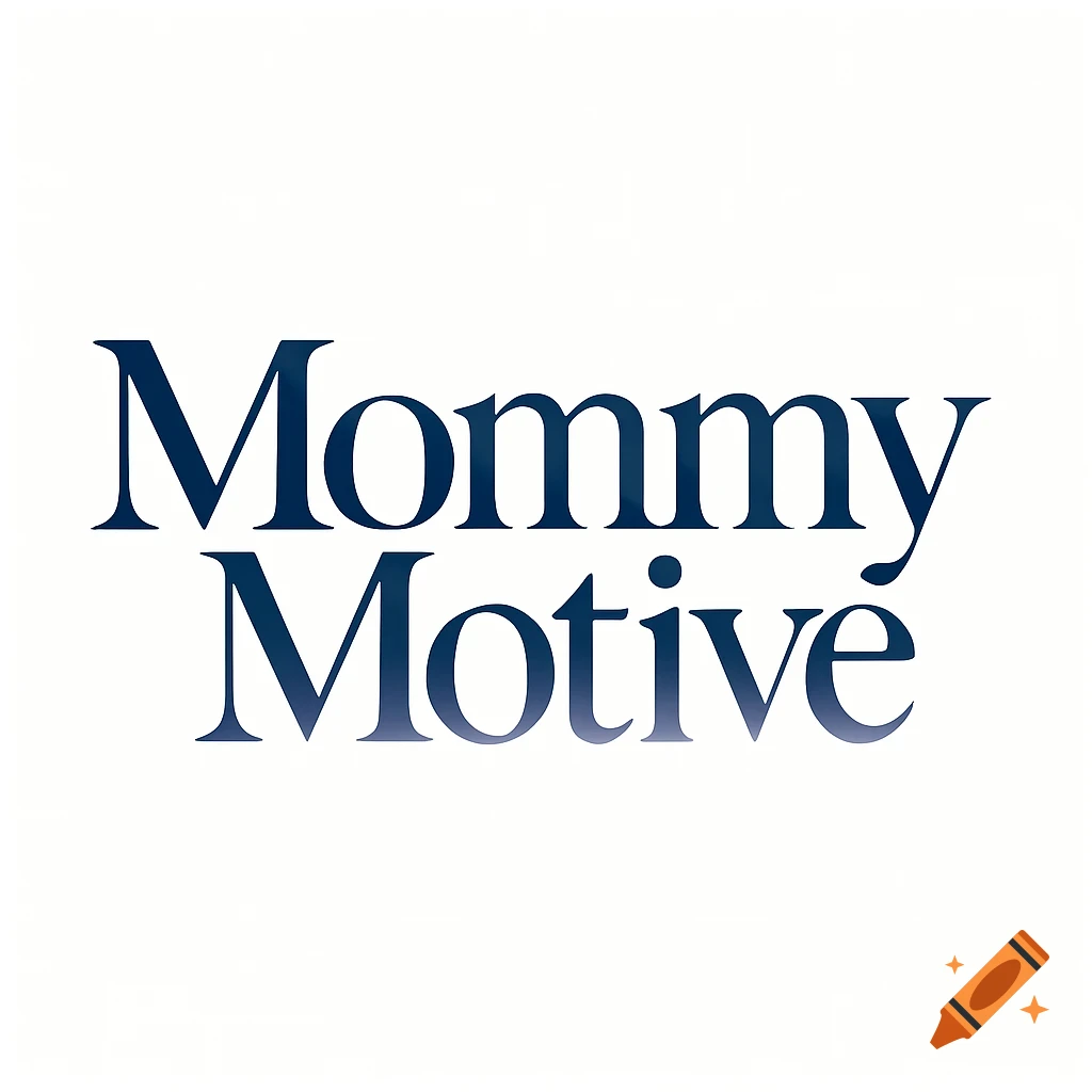 Elegant text logo for Mommy Motive in navy and blue gradient on a white background.