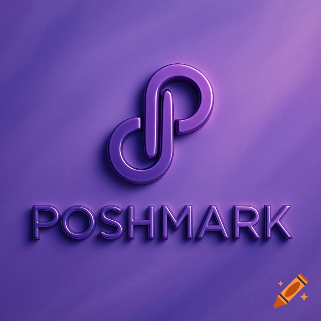 A metallic purple Poshmark logo and wordmark on a subtle purple background.