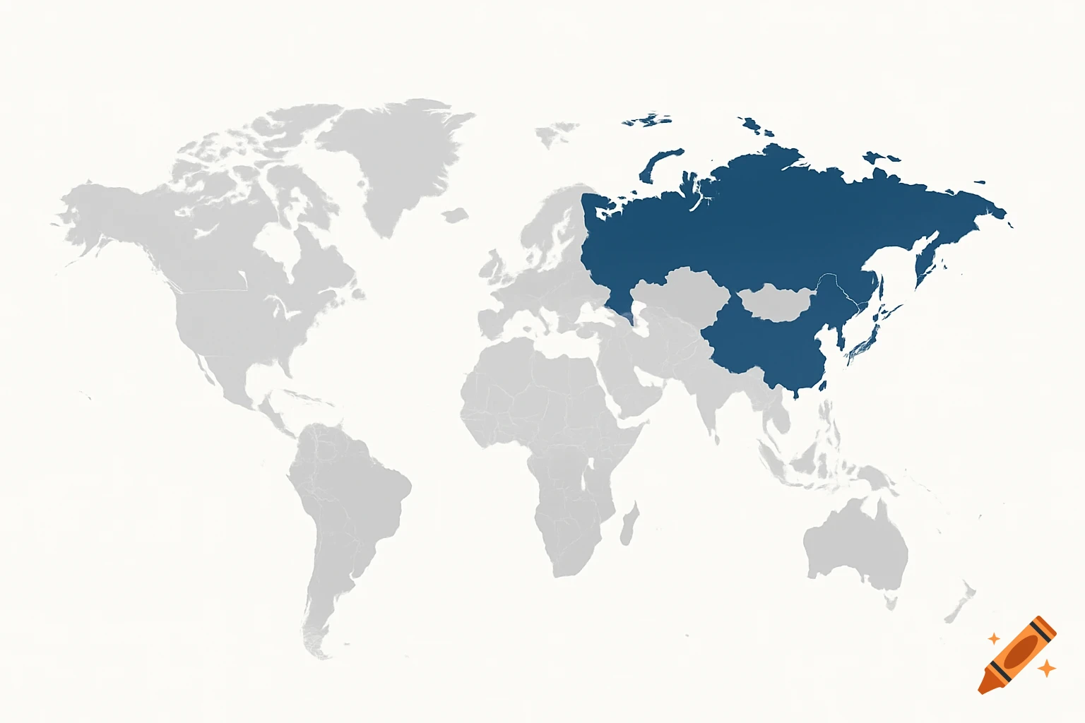A political world map with Russia, Siberia, Yakutia, and parts of Central Asia highlighted in blue.