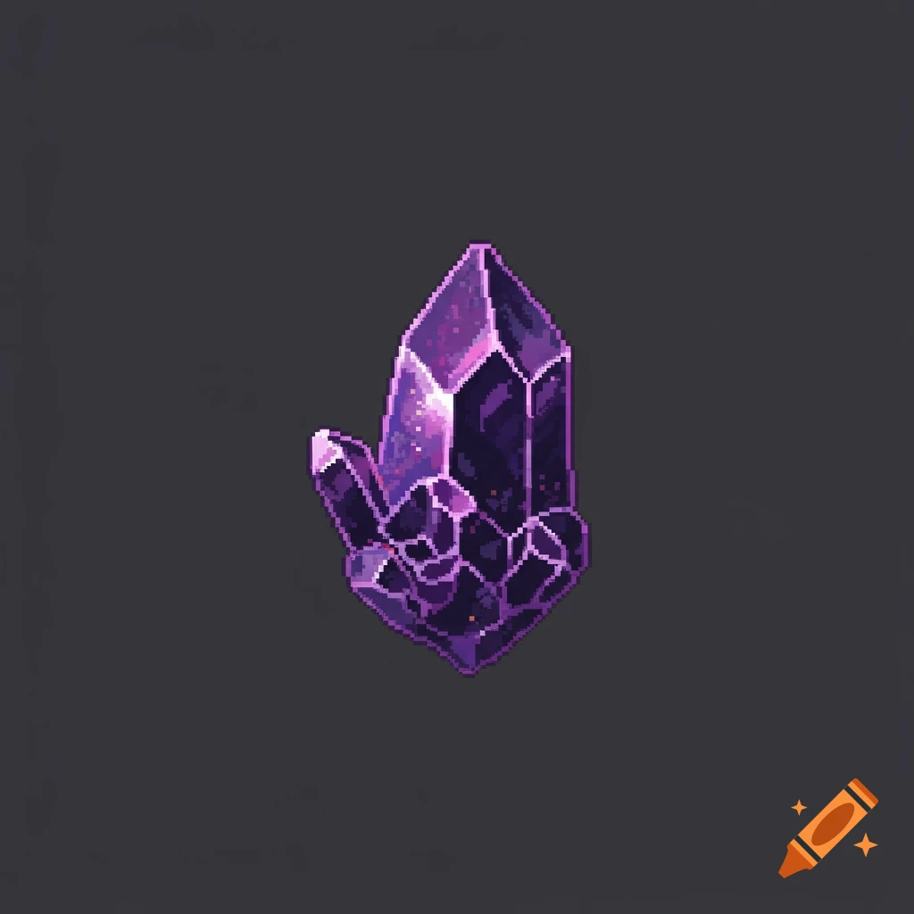 A dark purple pixel art crystal shard.