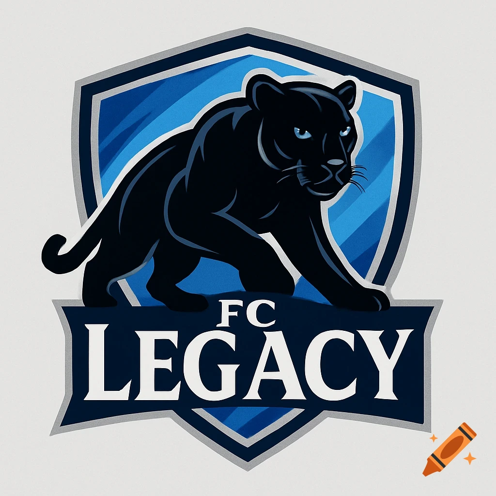 A sports logo featuring a black panther on a blue shield with 'FC LEGACY' written below.
