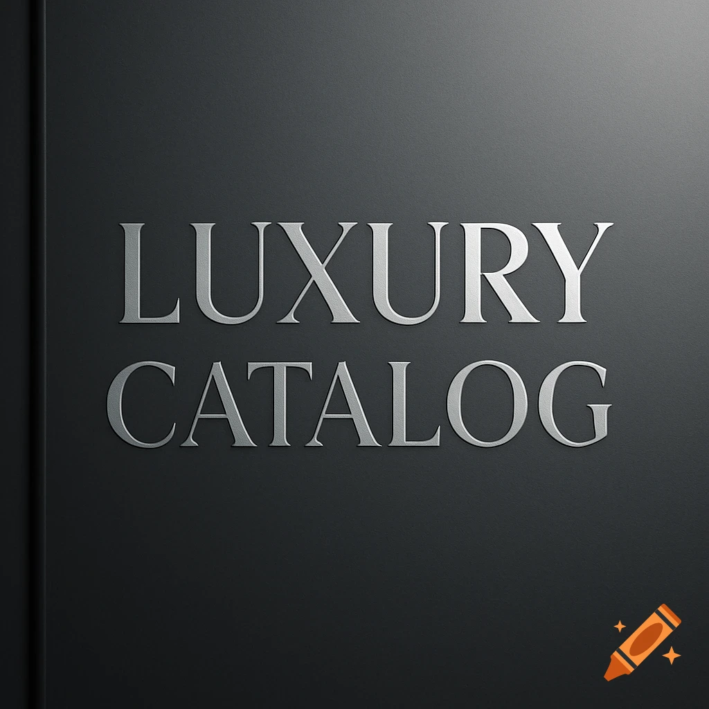 Silver 'LUXURY CATALOG' text on a dark gray textured background with a subtle gradient and clean, minimal design.