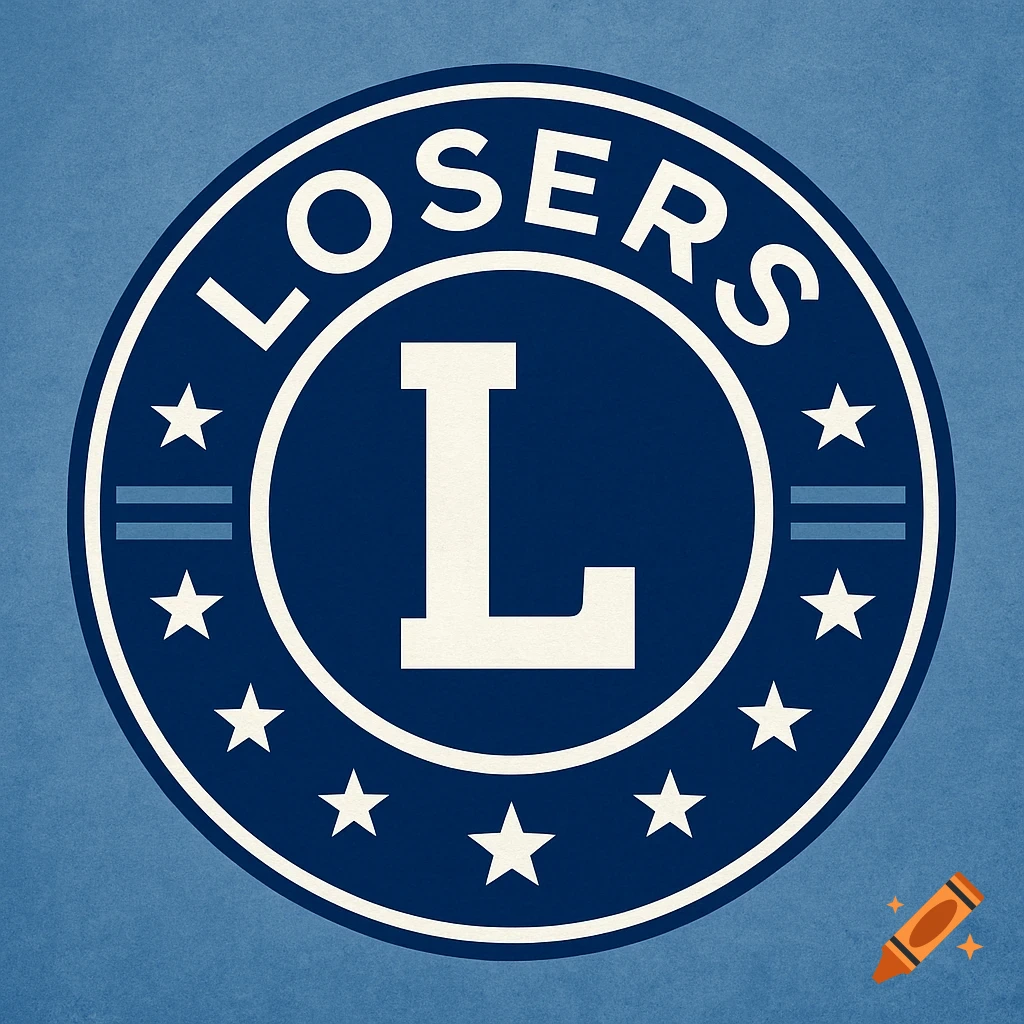 A blue and white circular logo with a large capital 'L' in the center and the word 'LOSERS' curved above it, surrounded by stars and lines.