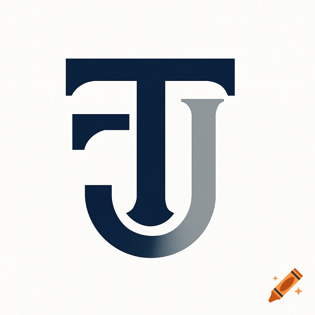 Stylized logo combining the letters T and J in dark blue and grey on a white background.
