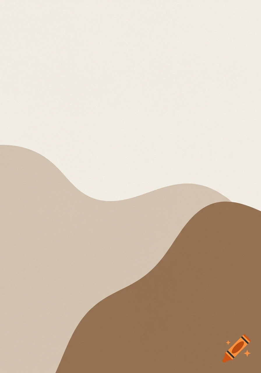 Minimalist abstract landscape with wavy layers of muted beige and brown against a creamy white background.