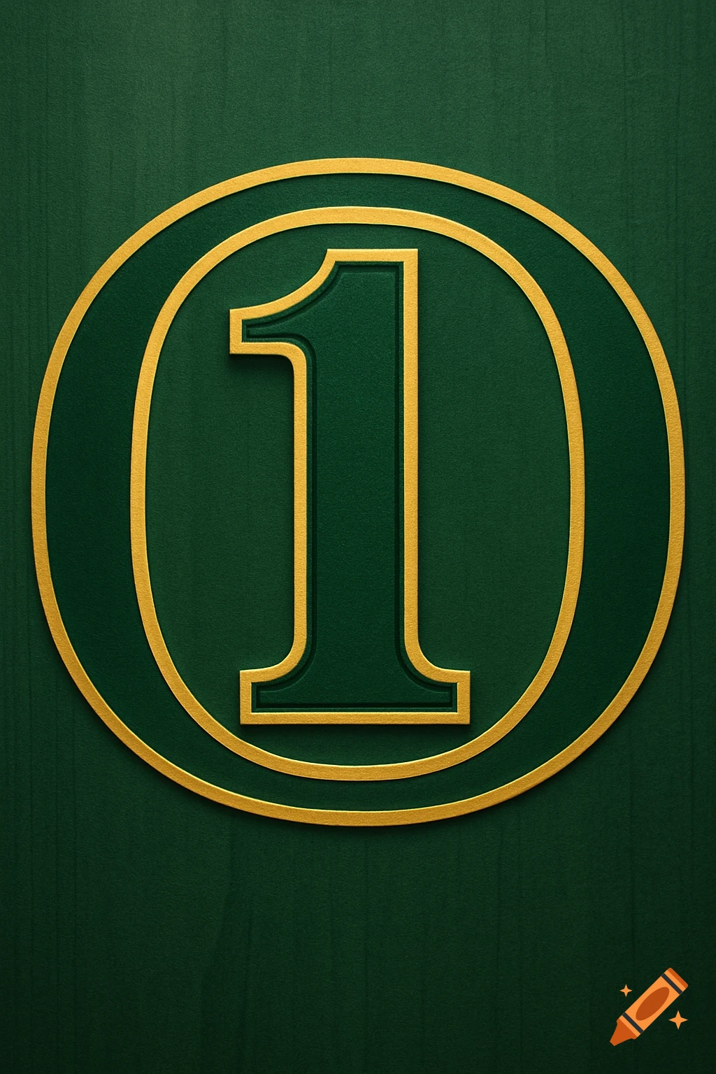 Gold embossed number 1 in an oval on a dark green textured background.
