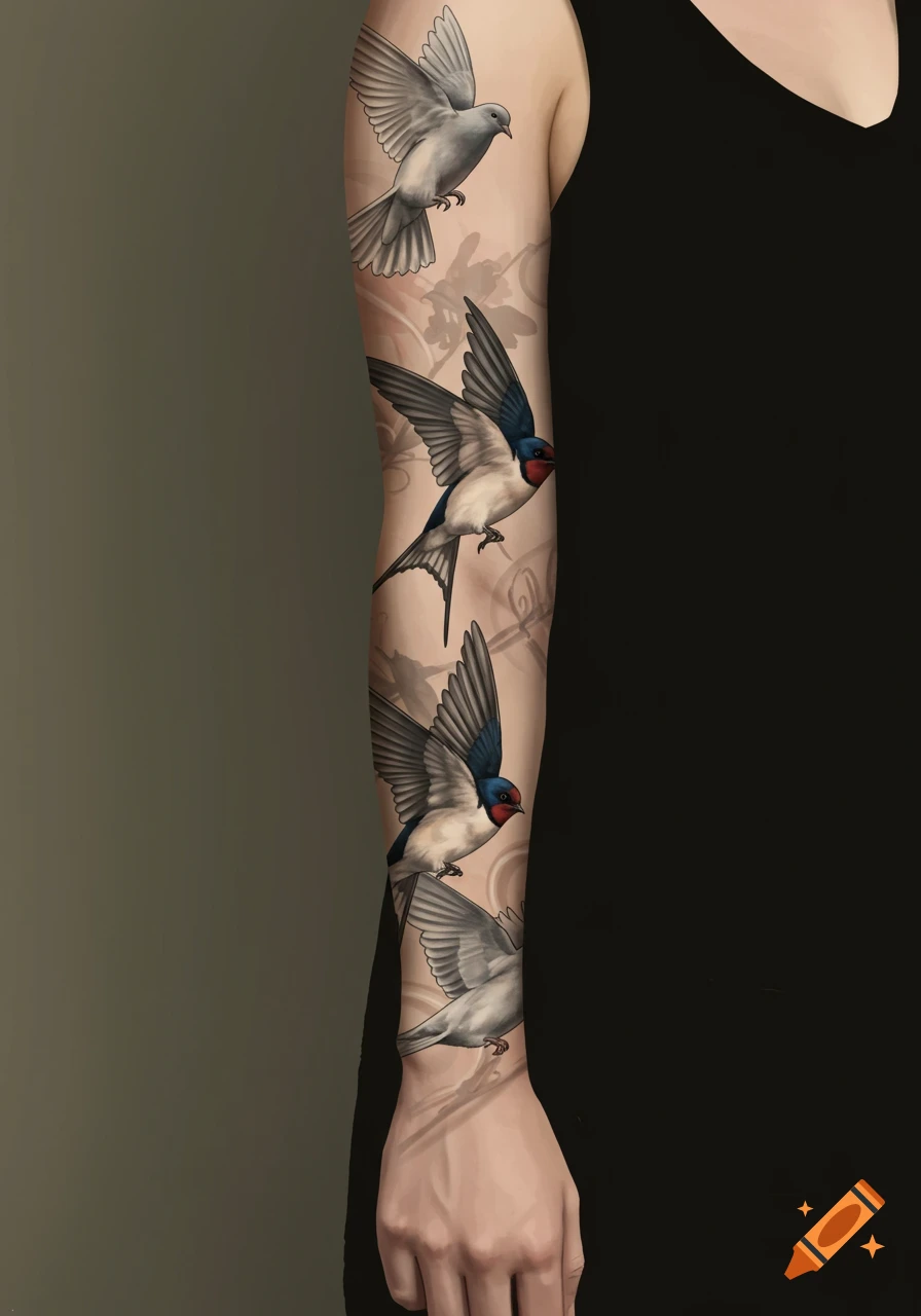 Sparrow Tattoo created on Craiyon, image size:896x1280
