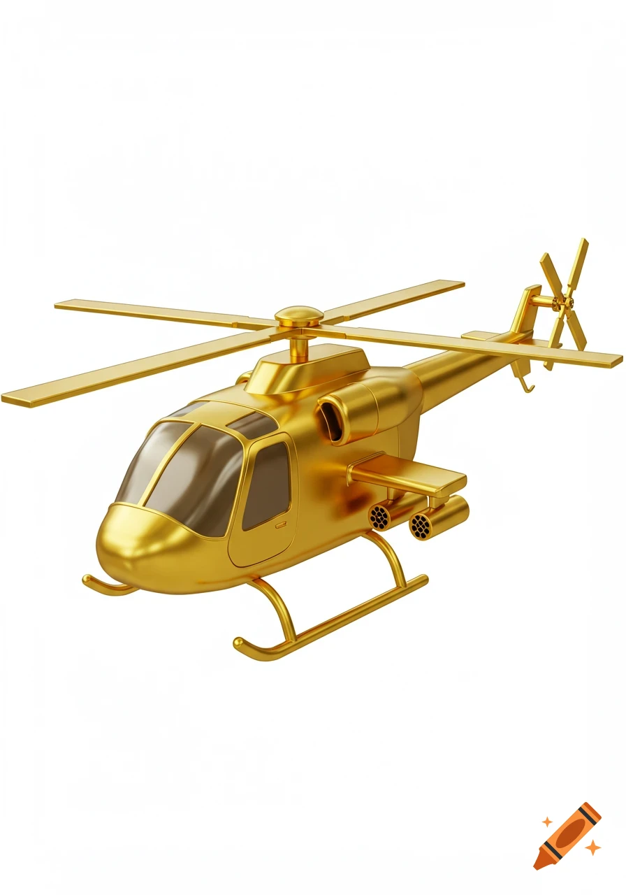 A golden helicopter with four main rotor blades and two tail rotor blades, in a basic 3D rendering style.