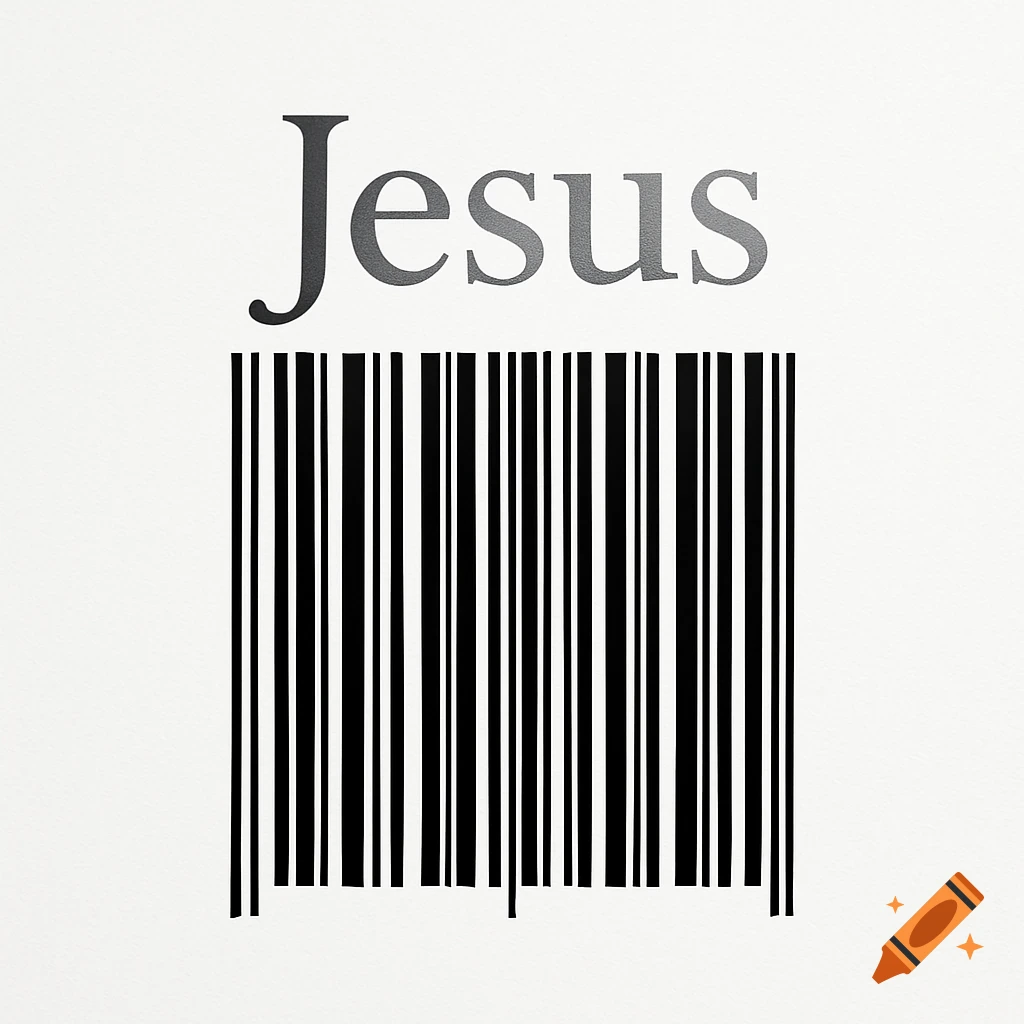 The word Jesus in a serif font above a barcode on a white background.