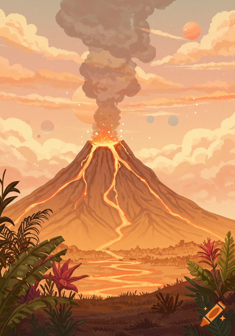 Mount Galunggung Eruption created on Craiyon, image size:896x1280