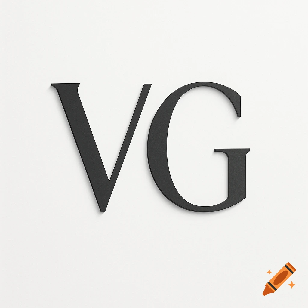Black letters 'VG' in a simplistic, bold font on a white background with subtle shadow.