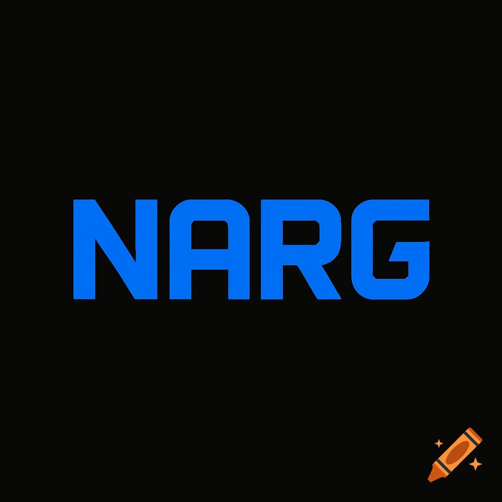 Blue bold text 'NARG' on a black background.