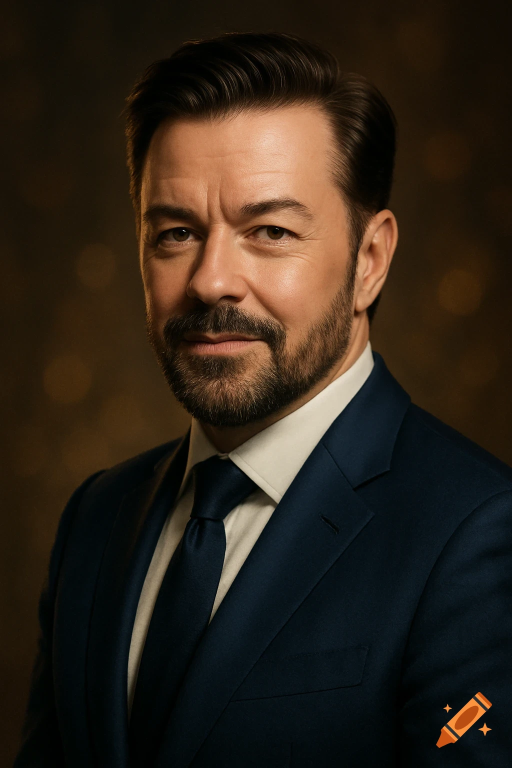 Professional headshot of a well-groomed man with dark hair and a beard, wearing a dark blue suit and tie, smiling slightly.