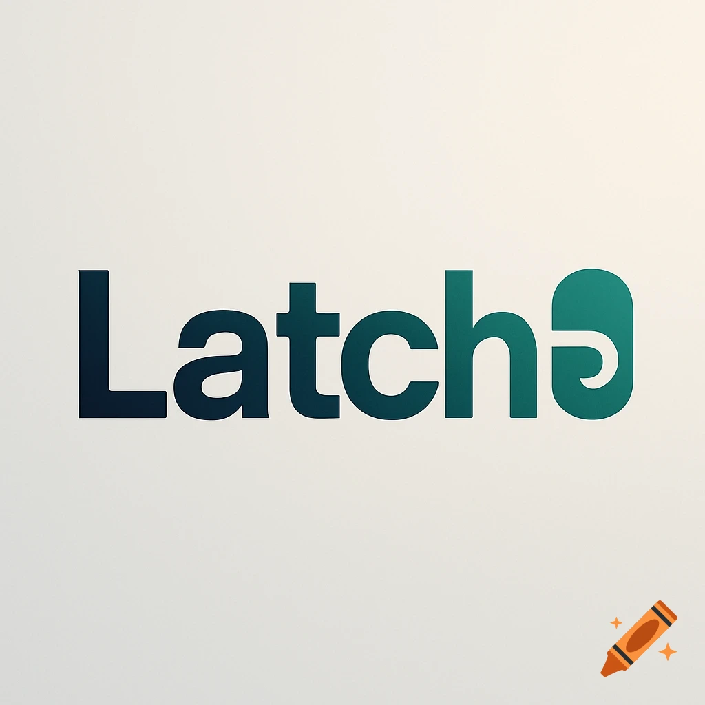A logo for 'Latch' in dark teal gradient text on a light background, with a stylized last character.