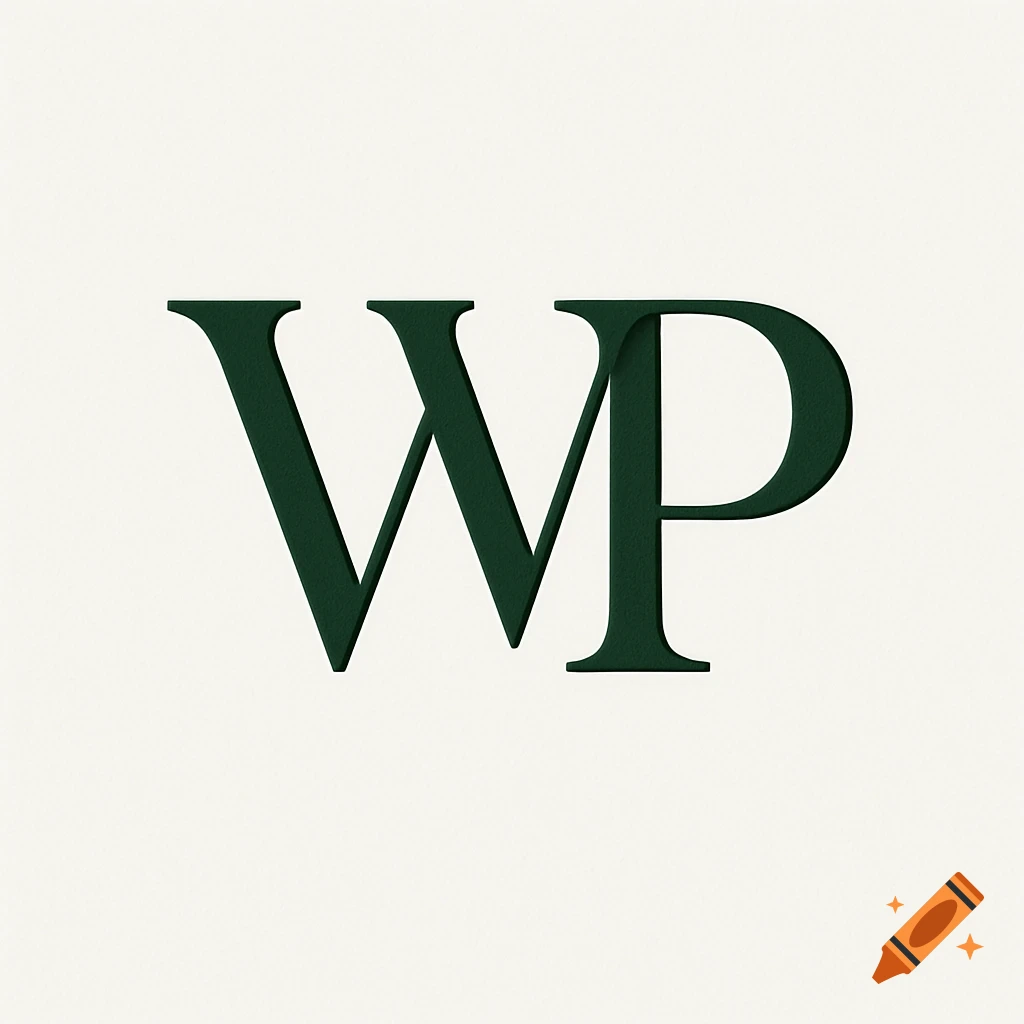 Stylized deep green logo with the letters W and P on a cream background.