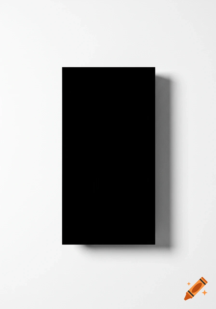 A black rectangle casts a subtle shadow on a textured white background.